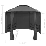Garden Marquee Pavilion Tent with Curtains Hexagonal 360x265 cm - Low Angle
