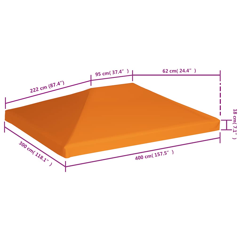 Gazebo Top Cover 310 g/m² 4x3 m Orange