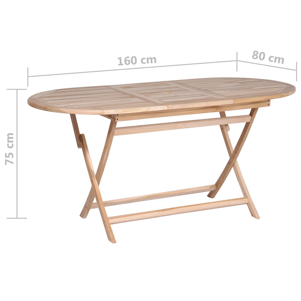 Folding Garden Table 160x80x75 cm Solid Teak Wood