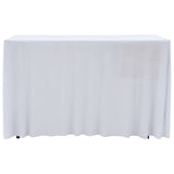 2 pcs Stretch Table Covers with Skirt 183x76x74 cm White