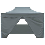 Foldable Tent Pop-Up with 4 Side Walls 3x4.5 m Anthracite - 45-Degree Angle