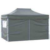 Foldable Tent Pop-Up with 4 Side Walls 3x4.5 m Anthracite - Rear View