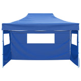 Foldable Tent with 3 Walls 3x4.5 m Blue - Front View
