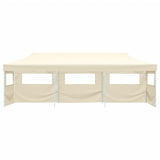 Folding Pop-up Party Tent with 5 Sidewalls 3x9 m Cream