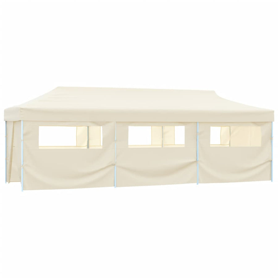 Folding Pop-up Party Tent with 8 Sidewalls 870x291x315 cm Cream