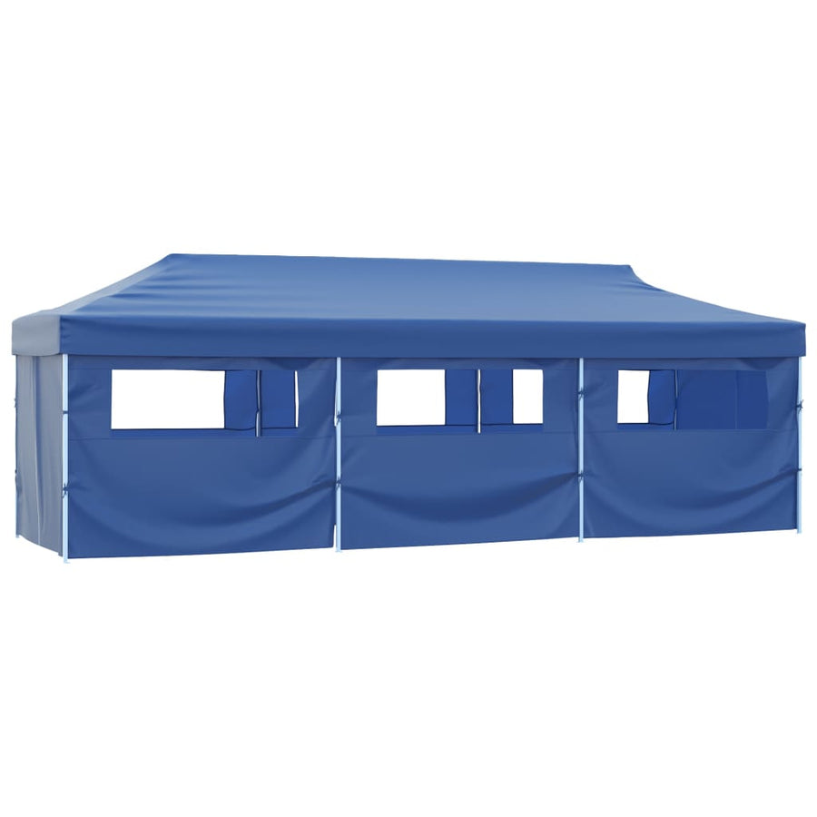 Folding Pop-up Party Tent with 8 Sidewalls 870x291x315 cm Blue