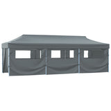 Folding Pop-up Party Tent with 8 Sidewalls 870x291x315 cm Anthracite - Front View