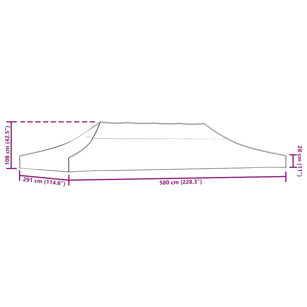 Party Tent Roof 3x6 m Blue