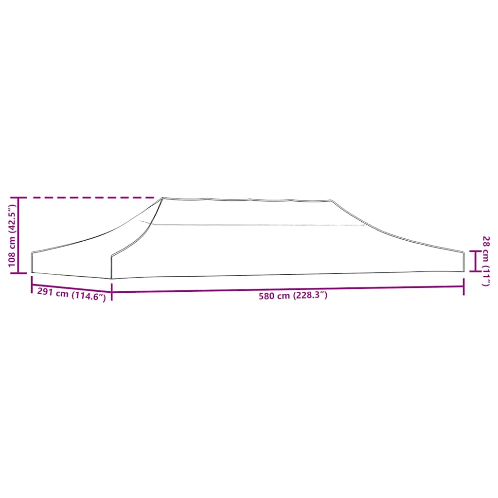 Party Tent Roof 3x6 m Anthracite