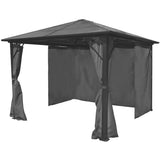 Gazebo with Curtain Anthracite Aluminium 300x300 cm - Front View