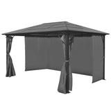 Gazebo with Curtain Anthracite Aluminium 400x300 cm - Front View