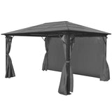 Gazebo with Curtain Anthracite Aluminium 400x300 cm - Side View