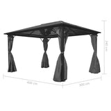 Gazebo with Curtain Anthracite Aluminium 400x300 cm - 45-Degree Angle