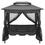 Outdoor Convertible Swing Bench with Canopy Anthracite 220x160x240 cm Steel