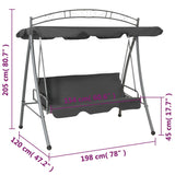 Outdoor Convertible Swing Bench with Canopy Anthracite 198x120x205 cm Steel - Rear View
