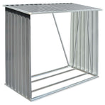 Garden Log Storage Shed Galvanised Steel 163x83x154 cm Grey