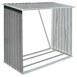 Garden Log Storage Shed Galvanised Steel 163x83x154 cm Grey - Front View