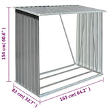 Garden Log Storage Shed Galvanised Steel 163x83x154 cm Grey - Close-Up Angle