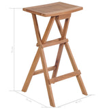 Folding Bar Stools 2 pcs Solid Teak Wood - Low Angle