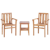 3 Piece Bistro Set Solid Teak - Front View