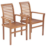 Stacking Dining Chairs 2 pcs Solid Teak - Front View