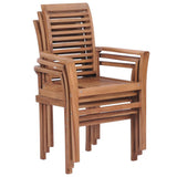 Stacking Dining Chairs 2 pcs Solid Teak - Side View