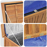 Garden Storage Box 120x50x58 cm Solid Teak Wood - Low Angle