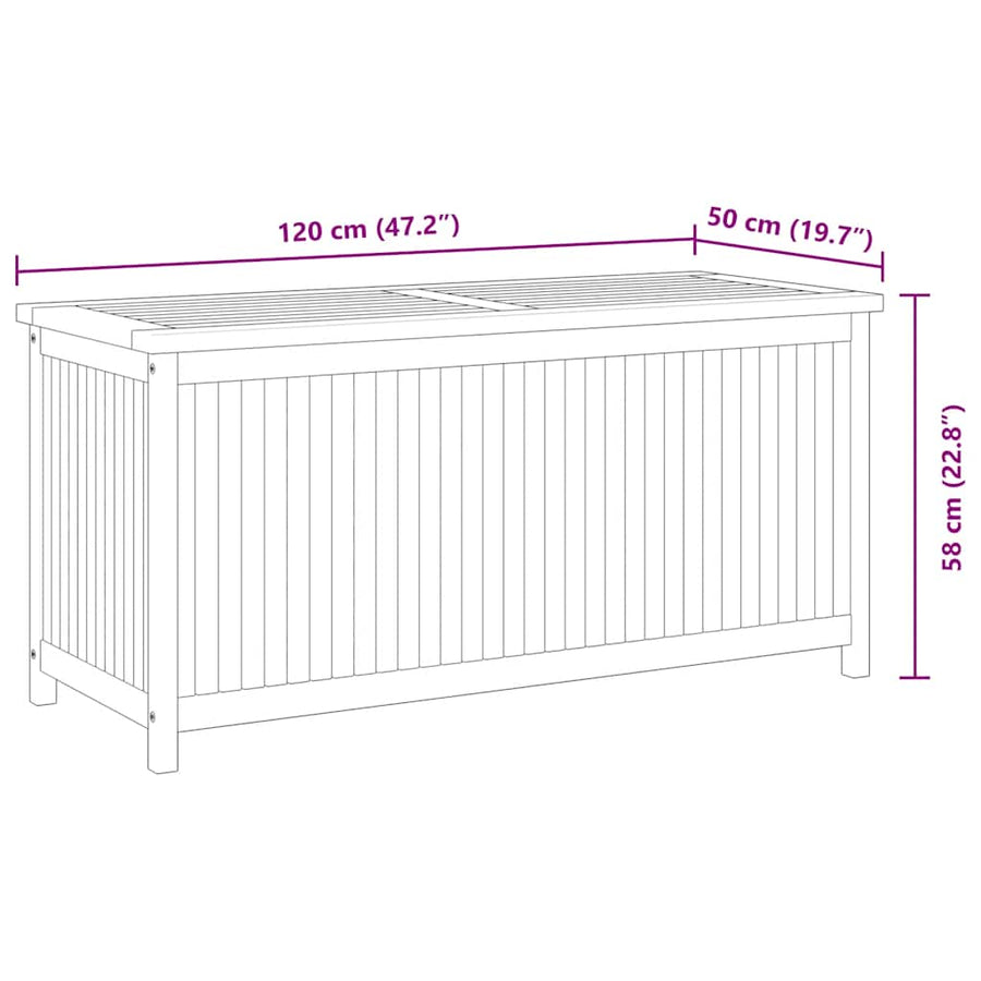 Garden Storage Box 120x50x58 cm Solid Teak Wood