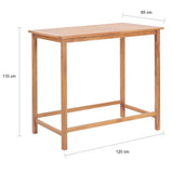 Garden Bar Table 120x65x110 cm Solid Teak Wood - Close-Up Angle