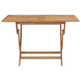 Folding Garden Table 120x70x75 cm Solid Teak Wood - Front View