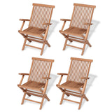 5 Piece Garden Dining Set Solid Teak Wood - Side View