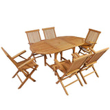 7 Piece Outdoor Dining Set Solid Teak Wood - Front View