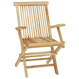 5 Piece Outdoor Dining Set Solid Teak Wood - Close-Up Angle