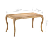 Dining Table 135x75x76 cm Solid Mango Wood - 45-Degree Angle