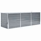 Garden Raised Bed Galvanised Steel 240x80x77 cm Grey - Front View