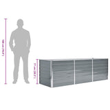 Garden Raised Bed Galvanised Steel 240x80x77 cm Grey - Low Angle