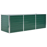 Garden Raised Bed Galvanised Steel 240x80x77 cm Green - Front View