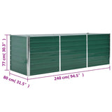 Garden Raised Bed Galvanised Steel 240x80x77 cm Green - Low Angle