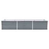Garden Raised Bed Galvanised Steel 240x80x45 cm Grey - Side View