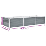 Garden Raised Bed Galvanised Steel 240x80x45 cm Grey