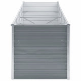 Garden Raised Bed Galvanised Steel 320x80x77 cm Grey - Top-Down View