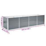 Garden Raised Bed Galvanised Steel 320x80x77 cm Grey