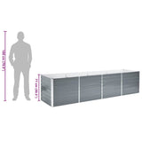 Garden Raised Bed Galvanised Steel 320x80x77 cm Grey - Low Angle