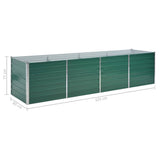 Garden Raised Bed Galvanised Steel 320x80x77 cm Green - Low Angle