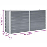 Garden Raised Bed Galvanised Steel 160x40x77 cm Grey - Close-Up Angle