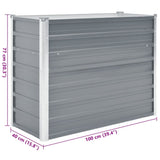 Garden Raised Bed Galvanised Steel 100x40x77 cm Grey - Close-Up Angle