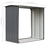 Garden Log Storage Shed Galvanised Steel 172x91x154 cm Grey - Rear View