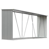 Garden Log Storage Shed Galvanised Steel 330x84x152 cm Grey