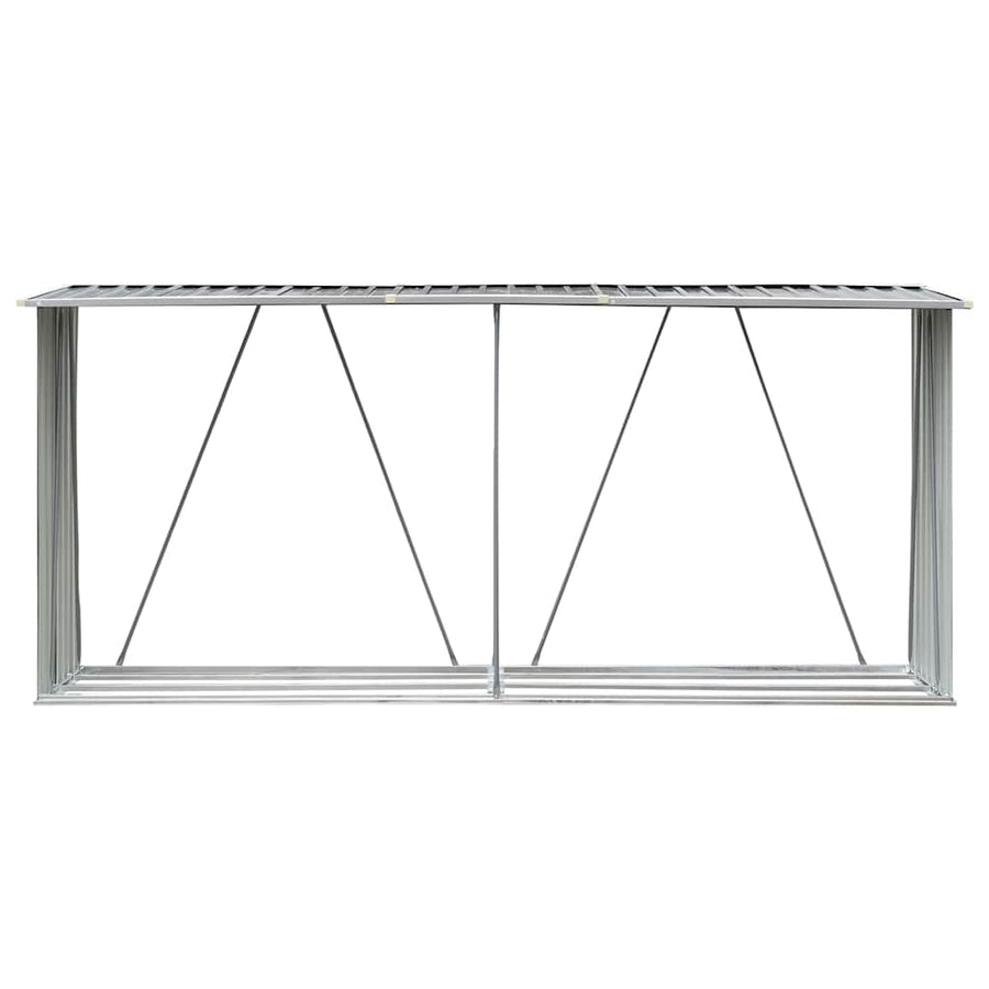 Garden Log Storage Shed Galvanised Steel 330x84x152 cm Grey