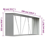 Garden Log Storage Shed Galvanised Steel 330x84x152 cm Grey